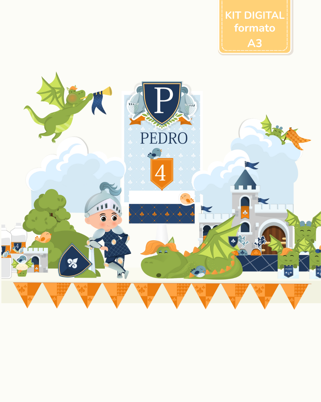  Kit Digital A3 - Festa Cavaleiros e Dragões 1