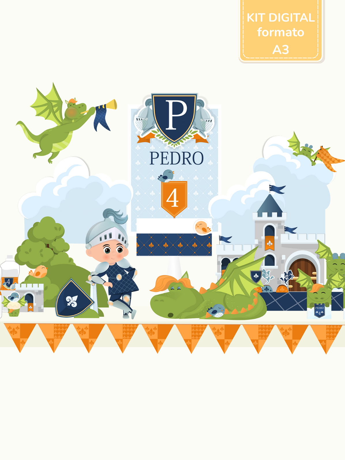  Kit Digital A3 - Festa Cavaleiros e Dragões 1