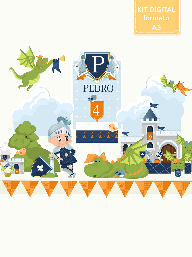  Kit Digital A3 - Festa Cavaleiros e Dragões 1