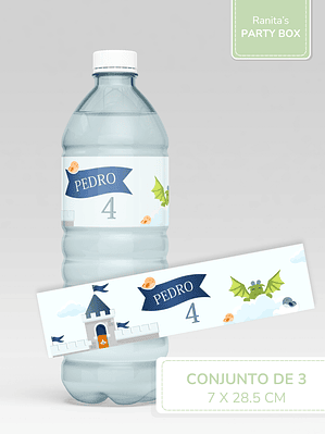 Rótulos garrafas personalizadas Grand| 3 Unid. – Festa Cavaleiros e Dragões