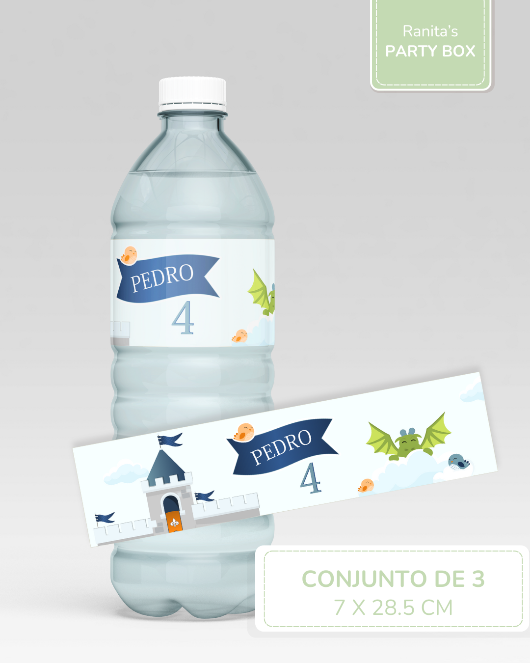 Rótulos garrafas personalizadas Grand| 3 Unid. – Festa Cavaleiros e Dragões 1