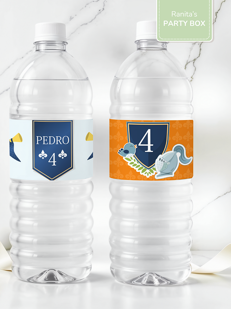 Rótulos garrafas personalizadas Peq.| 6 Unid. – Festa Cavaleiros e Dragões 3