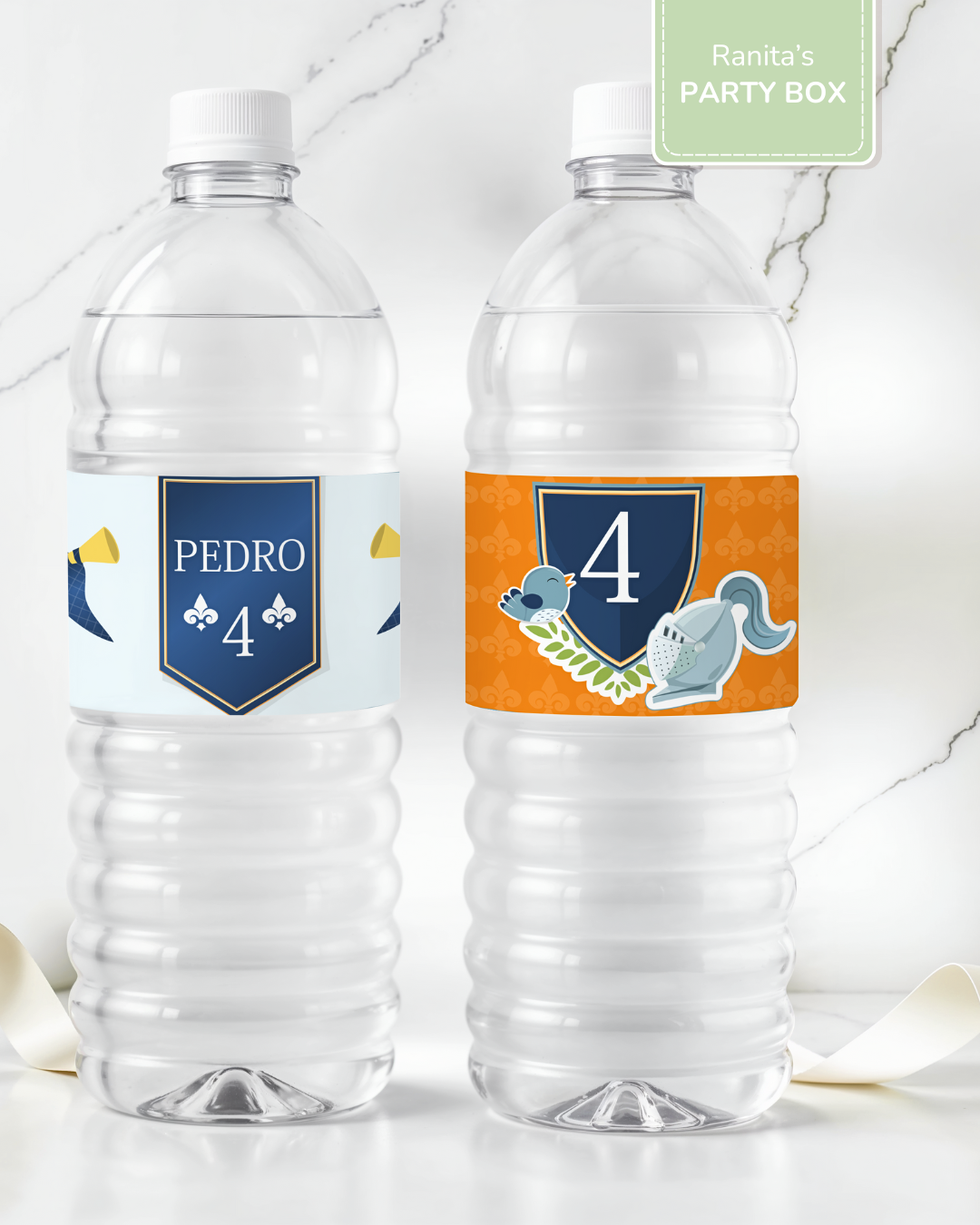 Rótulos garrafas personalizadas Peq.| 6 Unid. – Festa Cavaleiros e Dragões 3