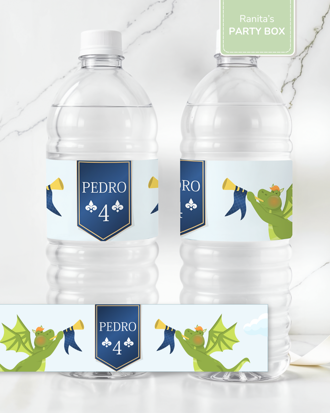 Rótulos garrafas personalizadas Peq.| 6 Unid. – Festa Cavaleiros e Dragões 4