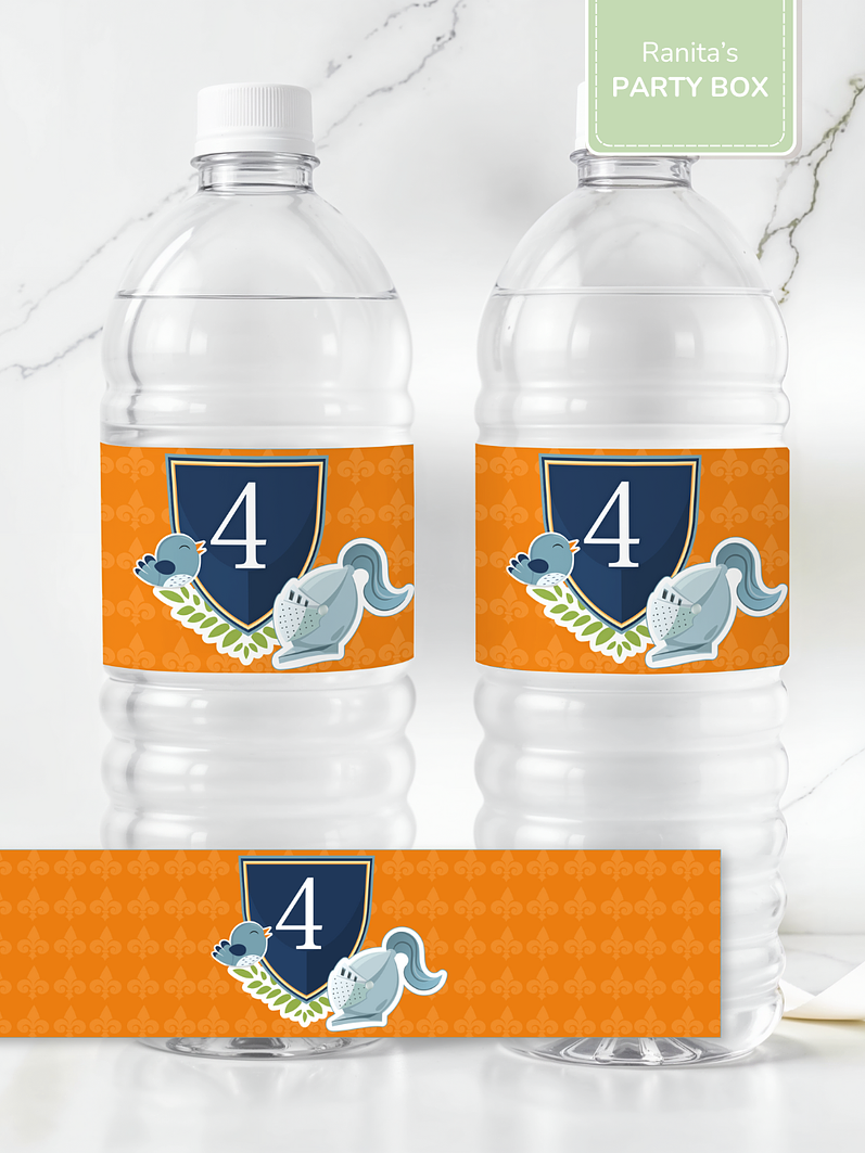 Rótulos garrafas personalizadas Peq.| 6 Unid. – Festa Cavaleiros e Dragões 5