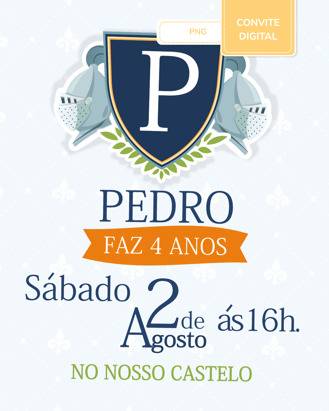 Convite digital PNG - Cavaleiros e Dragões 2