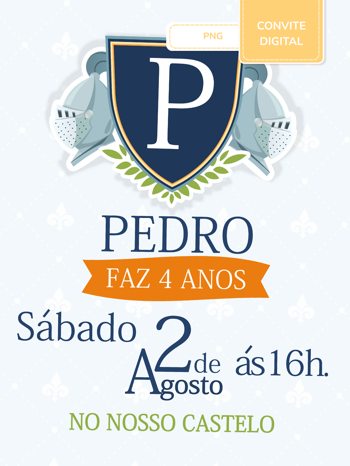 Convite digital PNG - Cavaleiros e Dragões 2