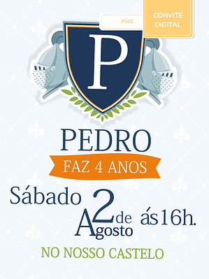 Convite digital PNG - Cavaleiros e Dragões