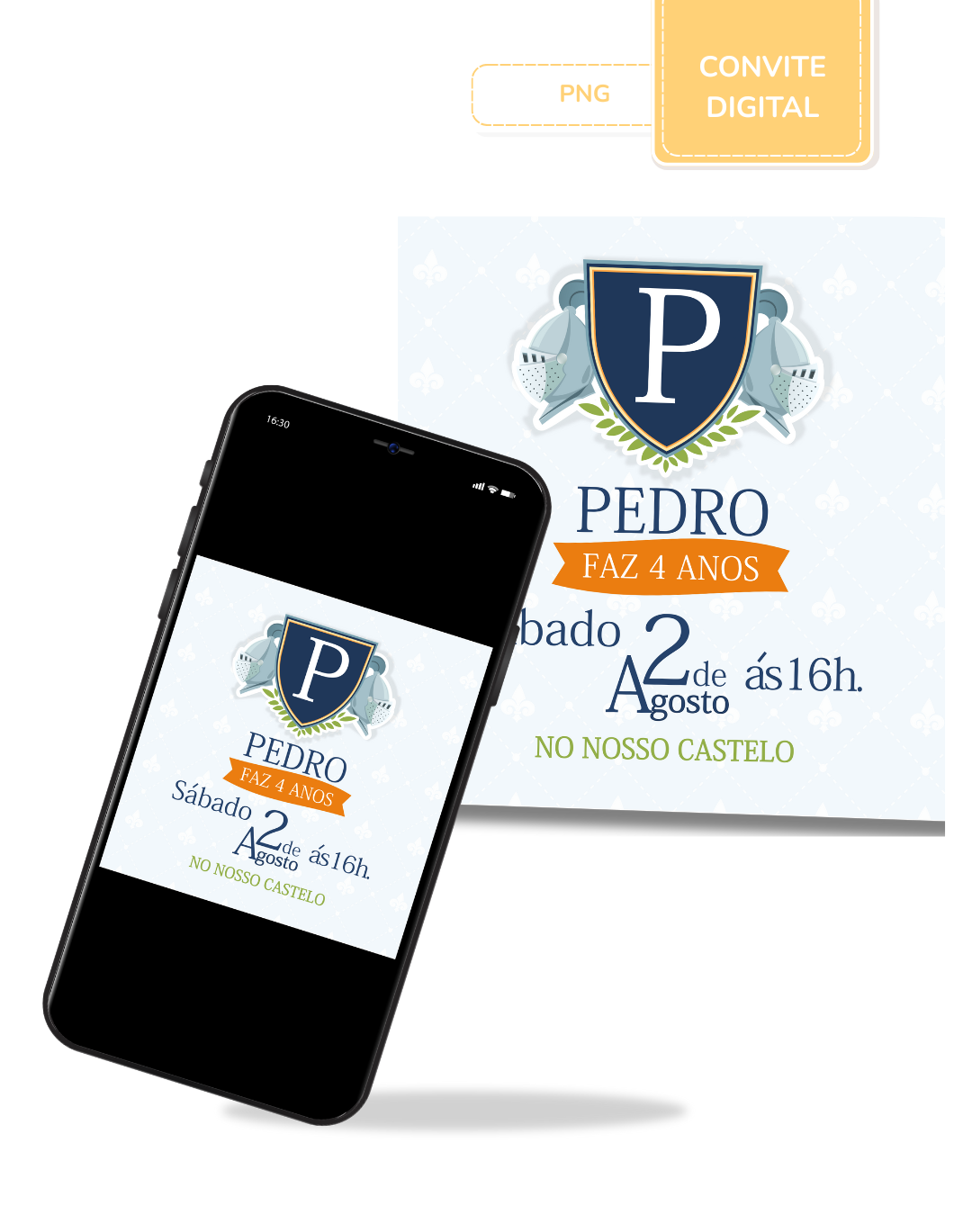 Convite digital PNG - Cavaleiros e Dragões 1