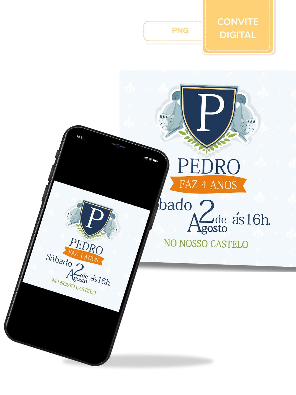 Convite digital PNG - Cavaleiros e Dragões 1