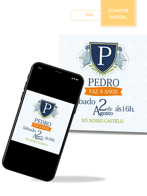 Convite digital PNG - Cavaleiros e Dragões