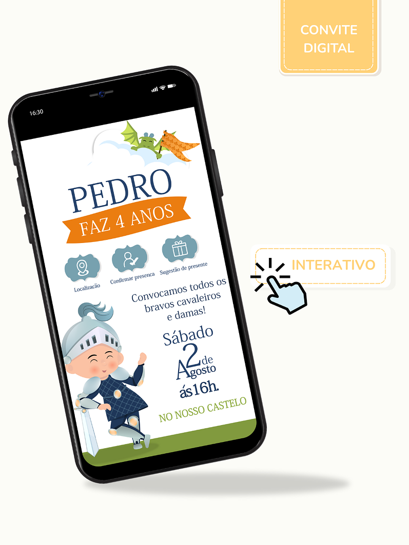 Convite digital interativo PDF - Cavaleiros e Dragões 1