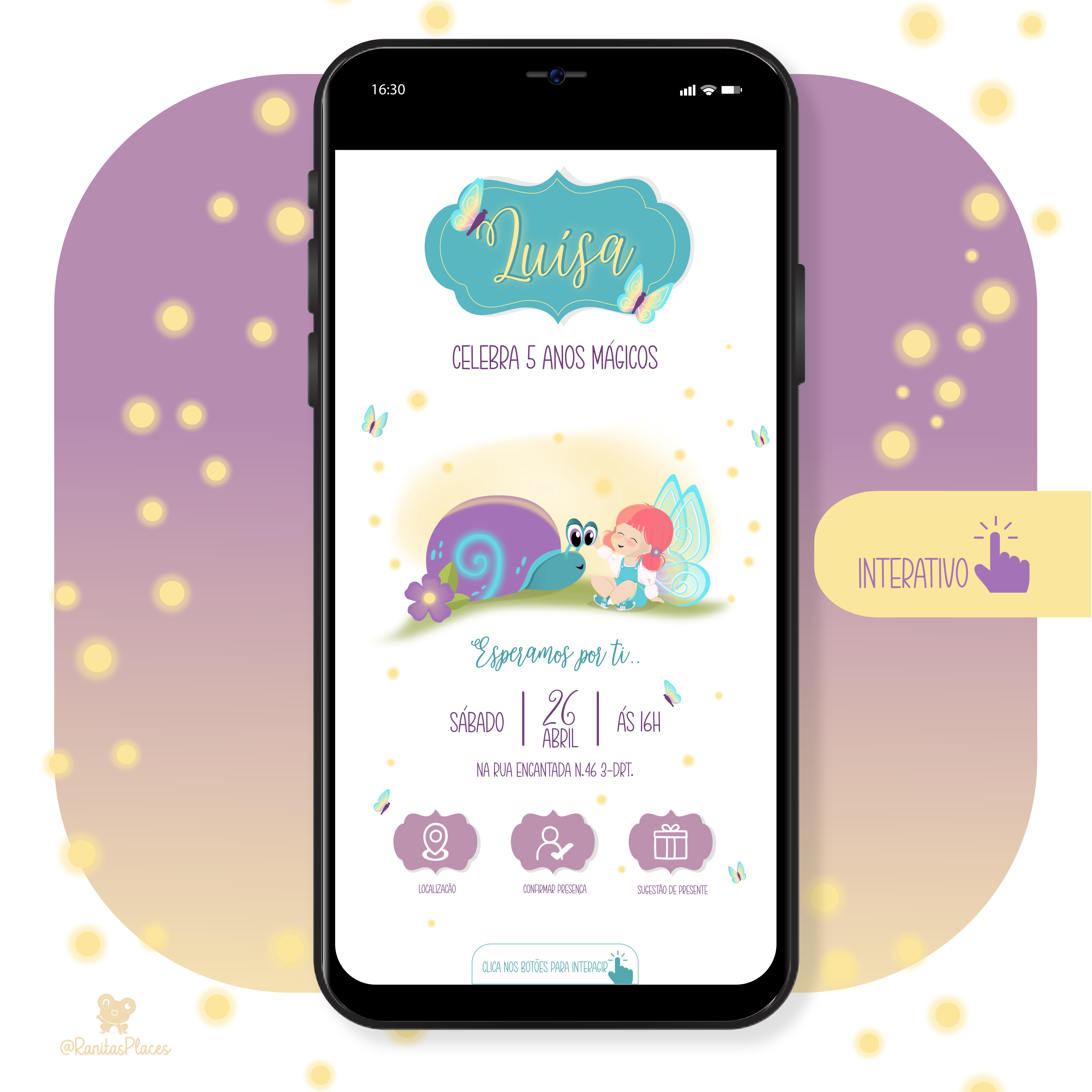 Convite digital interativo PDF - Magia ao amanhecer 1
