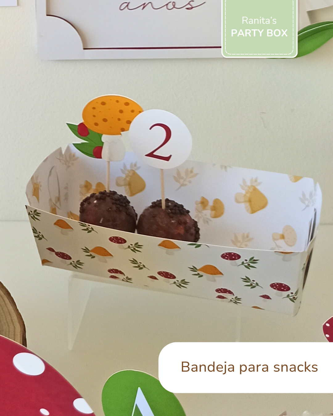 Bandeja de snacks | 2 Unid. - Tema Cogumelos 1