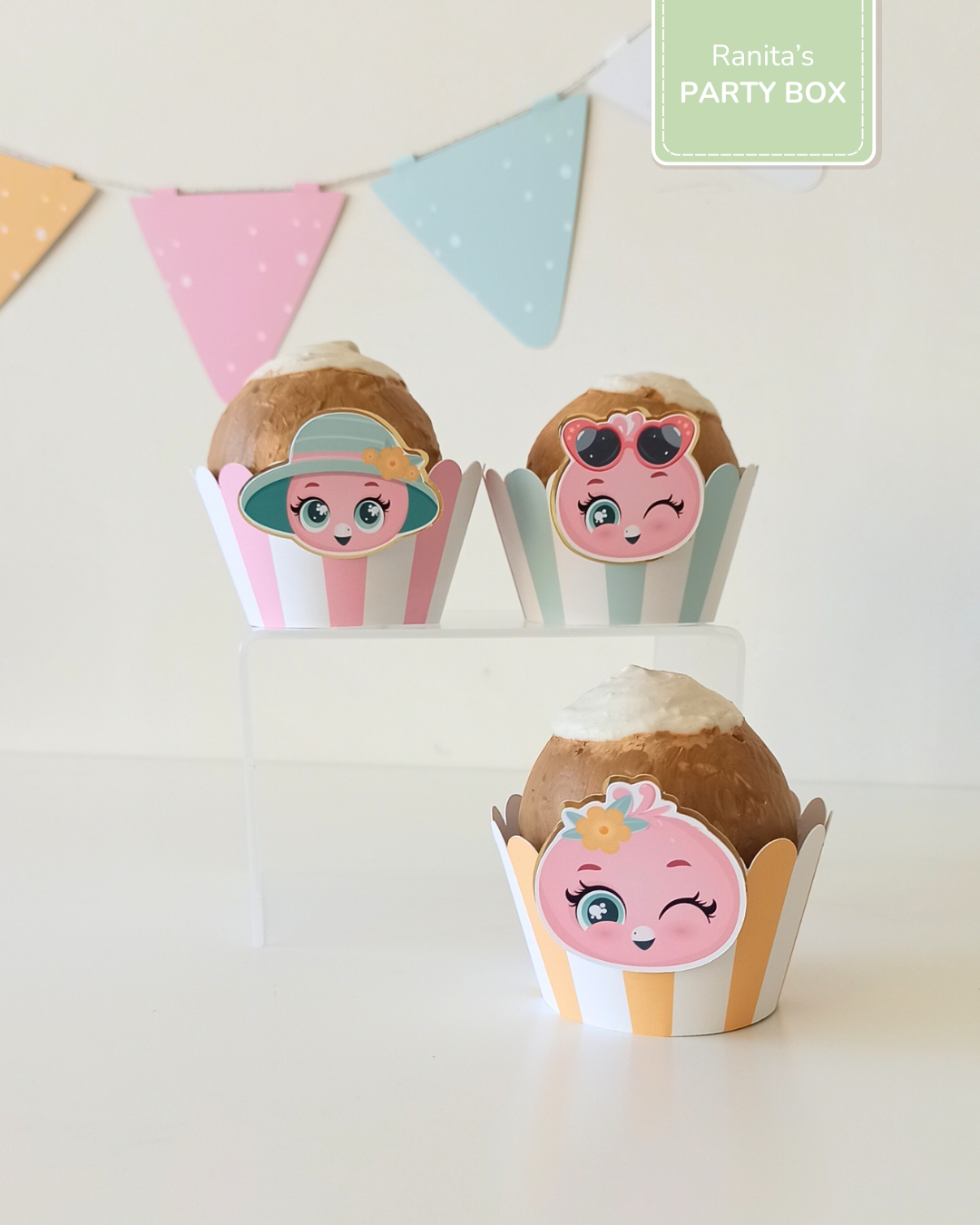 Cupcake Wrappers C/ aplique | 6 Unid. – Festa Flamingos de Verão 1