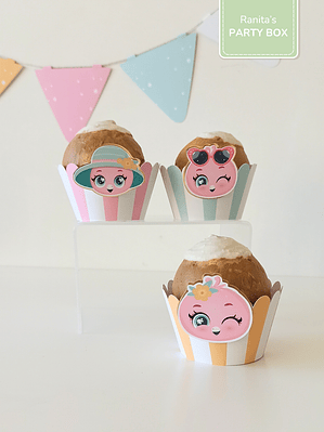 Cupcake Wrappers C/ aplique | 6 Unid. – Festa Flamingos de Verão