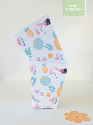 Caixas de pipocas | 2 Unid.  - Tema Flamingos de Verão