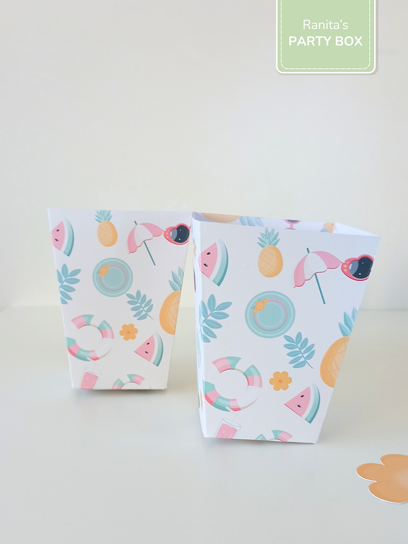 Caixas de pipocas | 2 Unid.  - Tema Flamingos de Verão 3