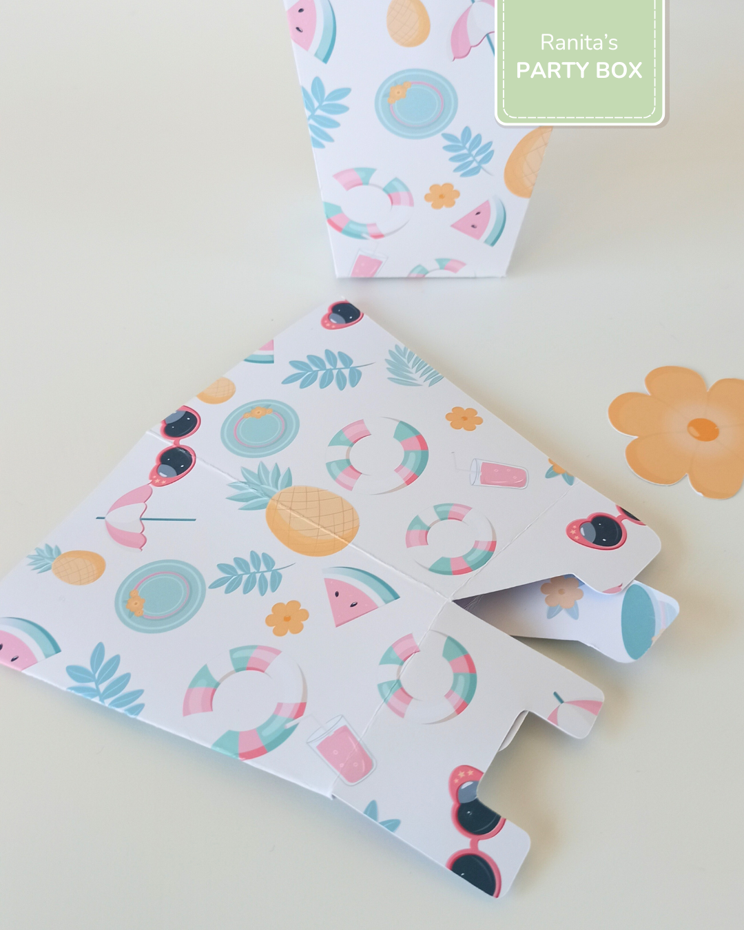 Caixas de pipocas | 2 Unid.  - Tema Flamingos de Verão 2