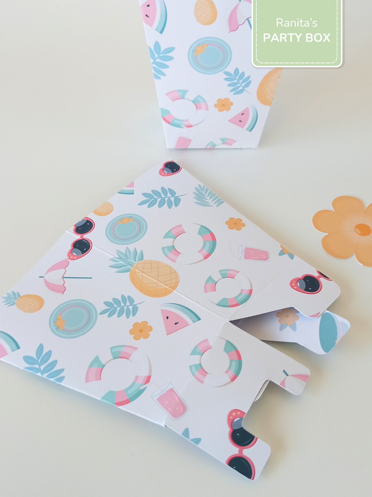 Caixas de pipocas | 2 Unid.  - Tema Flamingos de Verão 2