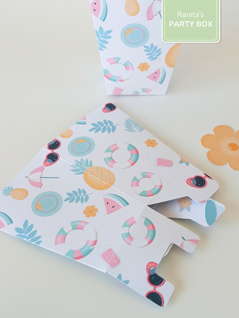 Caixas de pipocas | 2 Unid.  - Tema Flamingos de Verão 2