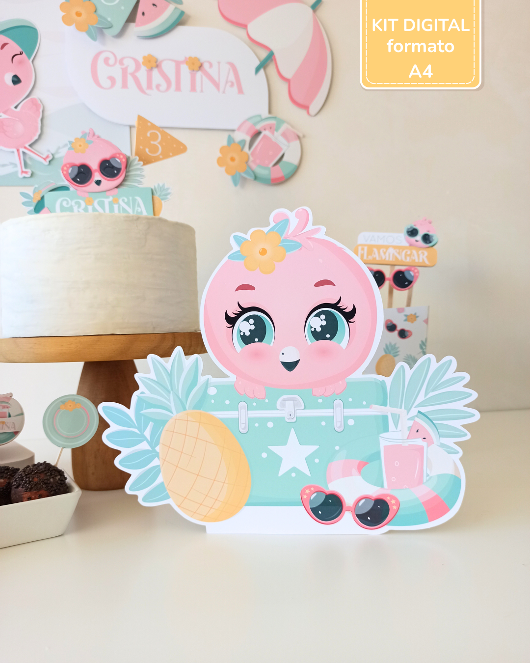  Kit Digital A4 | Festa Flamingos de Verão 4
