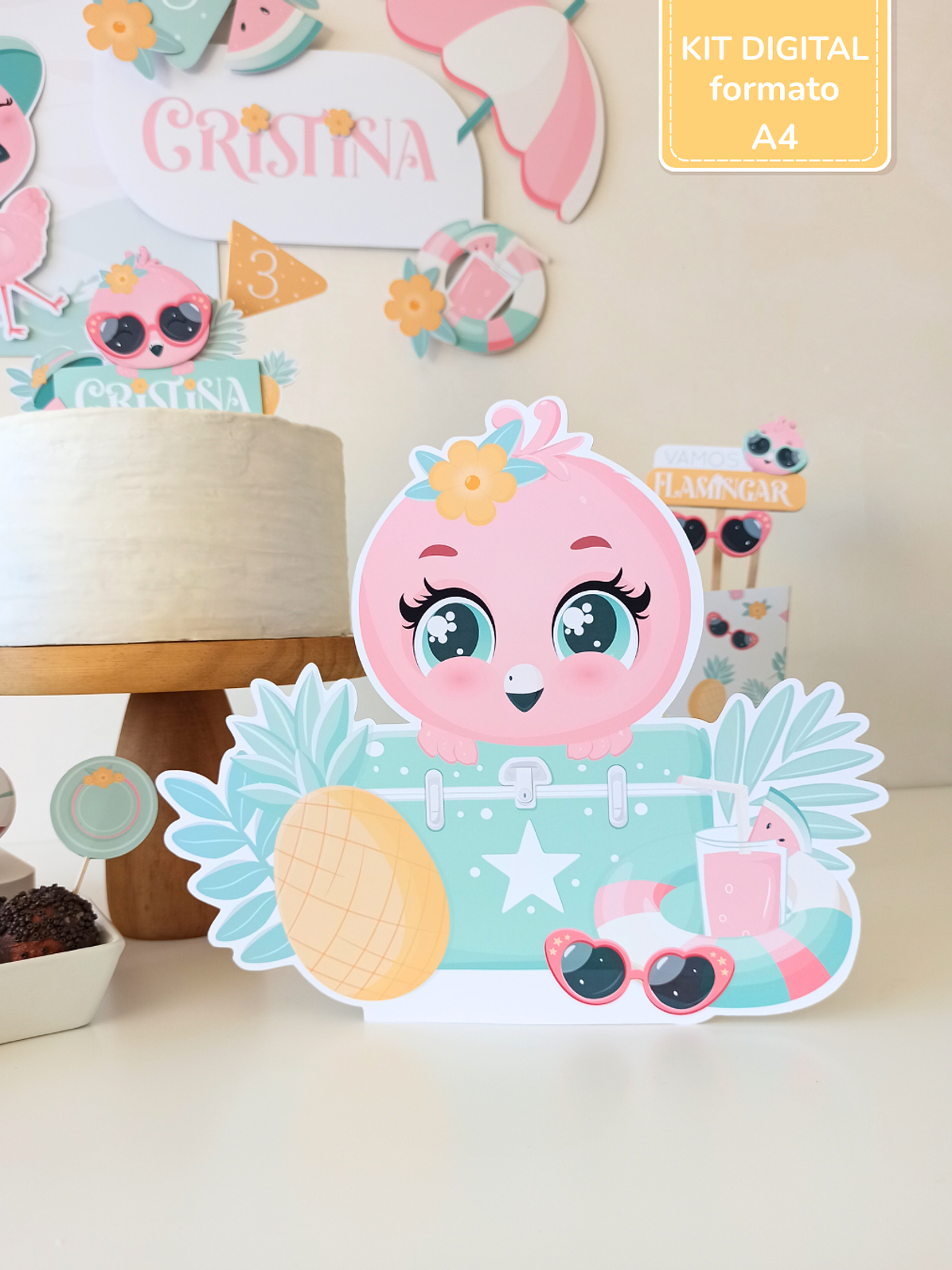  Kit Digital A4 | Festa Flamingos de Verão 4