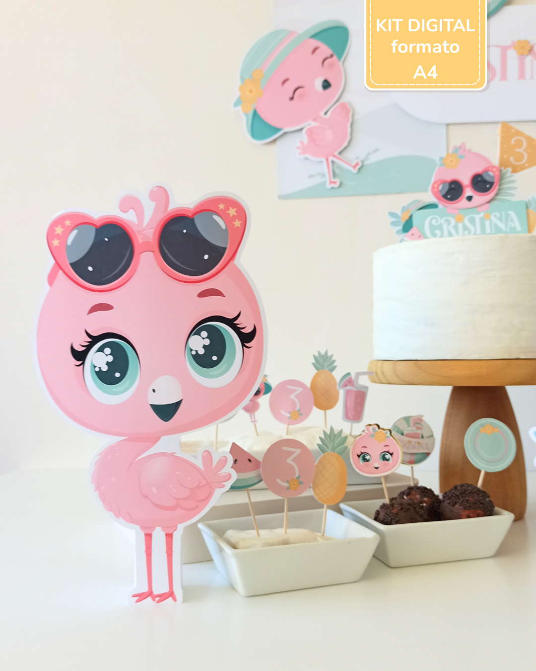  Kit Digital A4 | Festa Flamingos de Verão 6