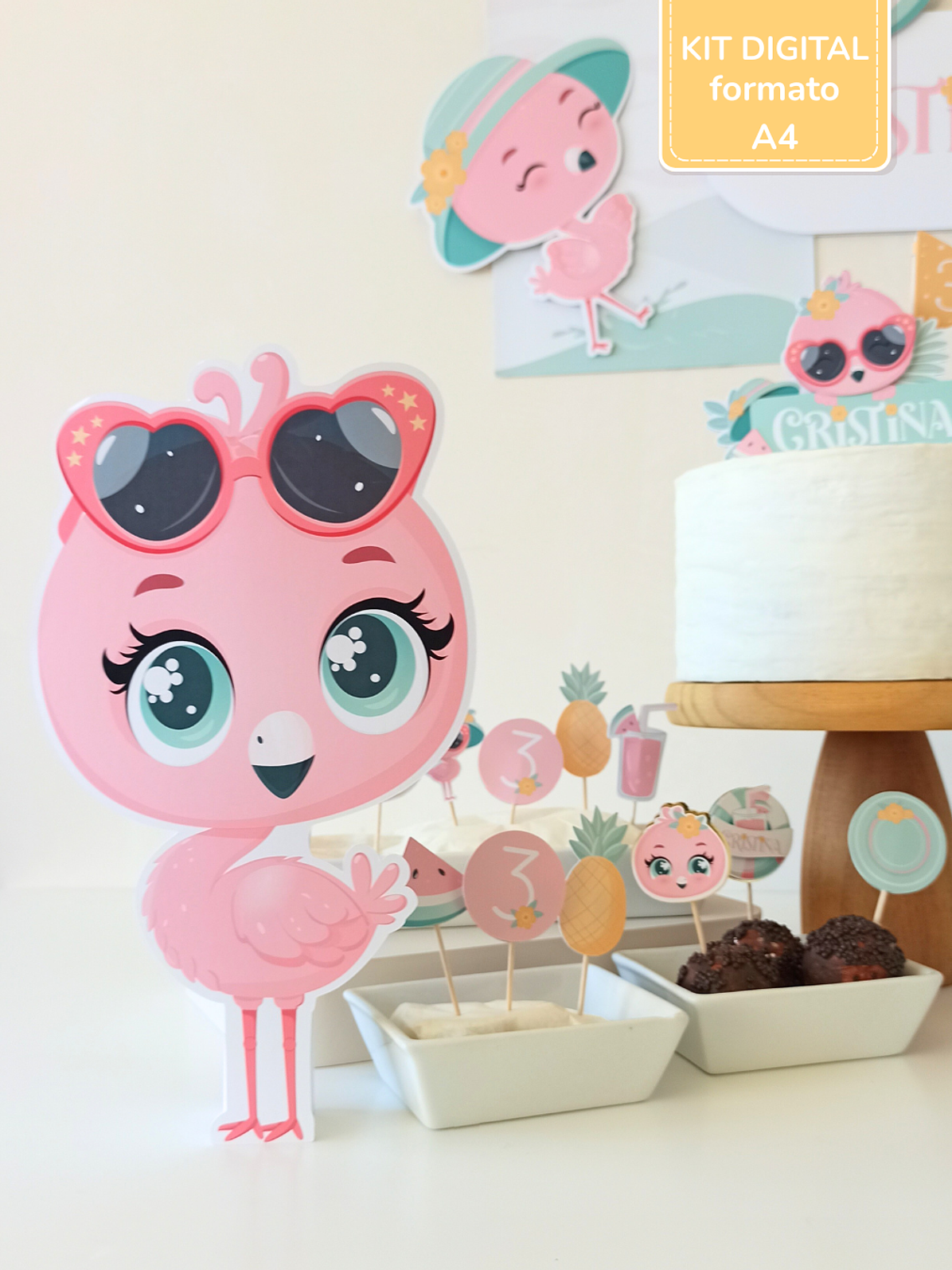  Kit Digital A4 | Festa Flamingos de Verão 6