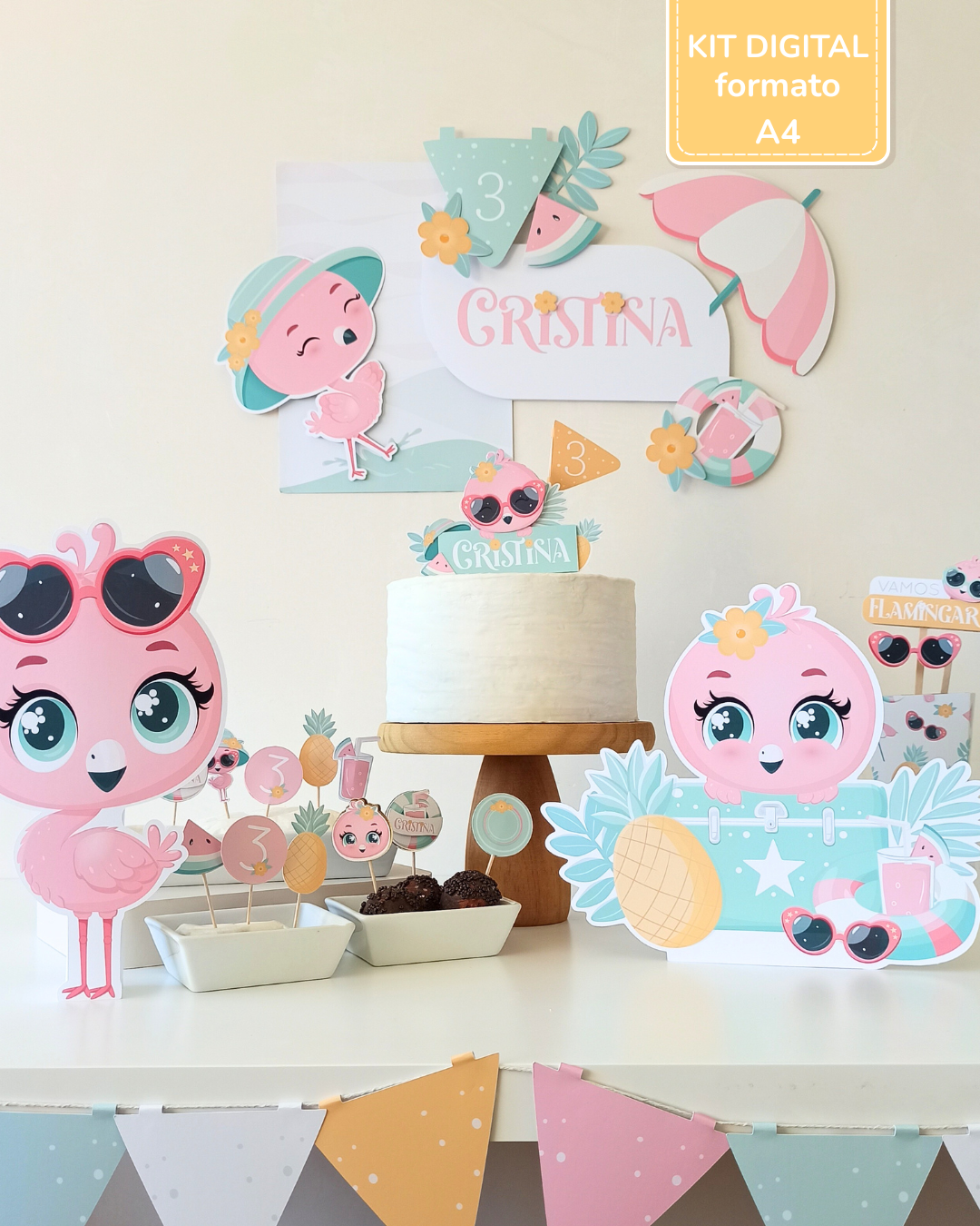  Kit Digital A4 | Festa Flamingos de Verão 7