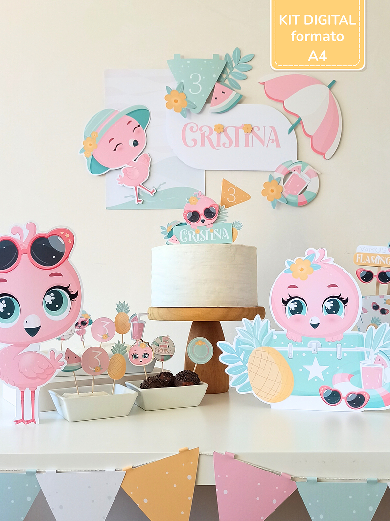  Kit Digital A4 | Festa Flamingos de Verão 7