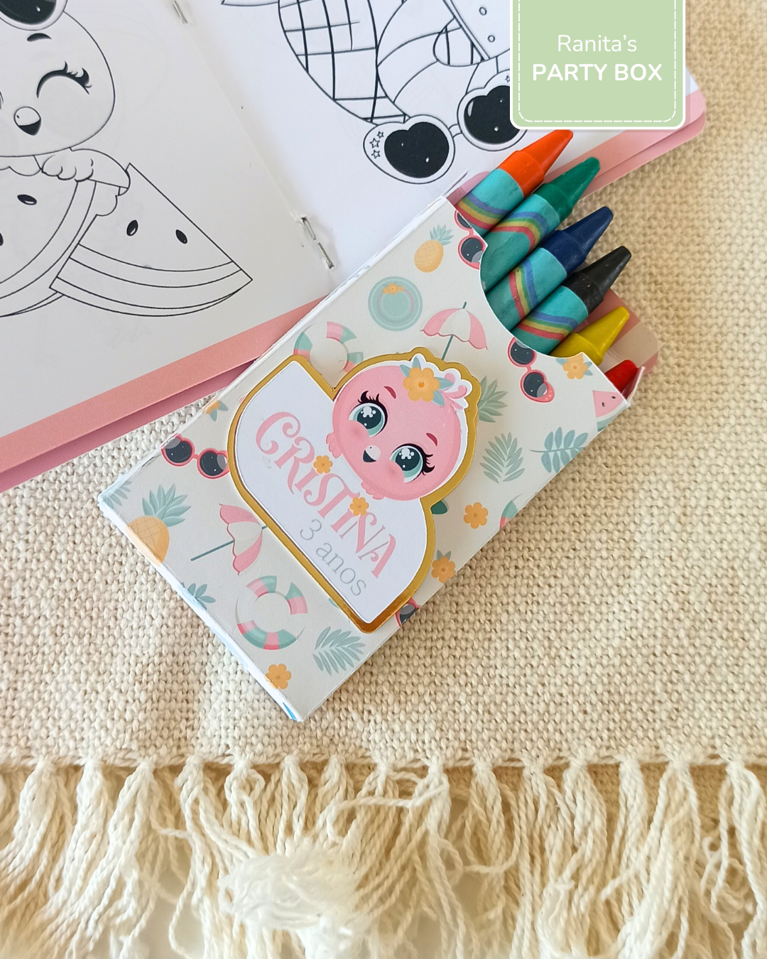 Caixinha de cores personalizada - Festa Flamingo de Verão 4