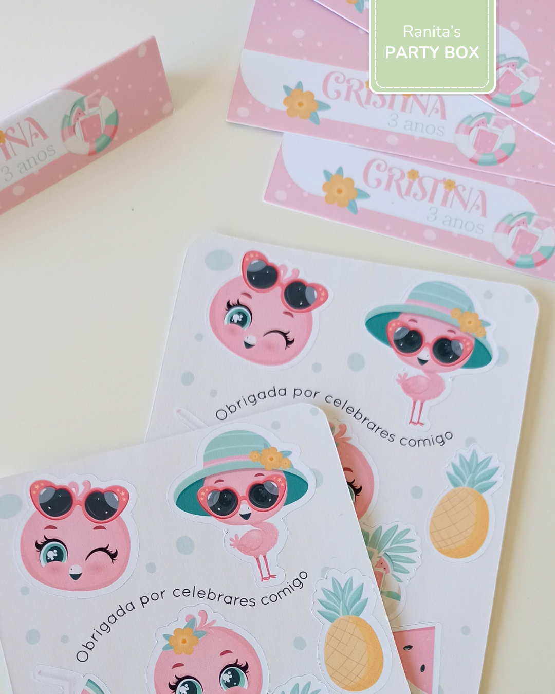 Folha de Stickes - Festa Flamingo de Verão 3