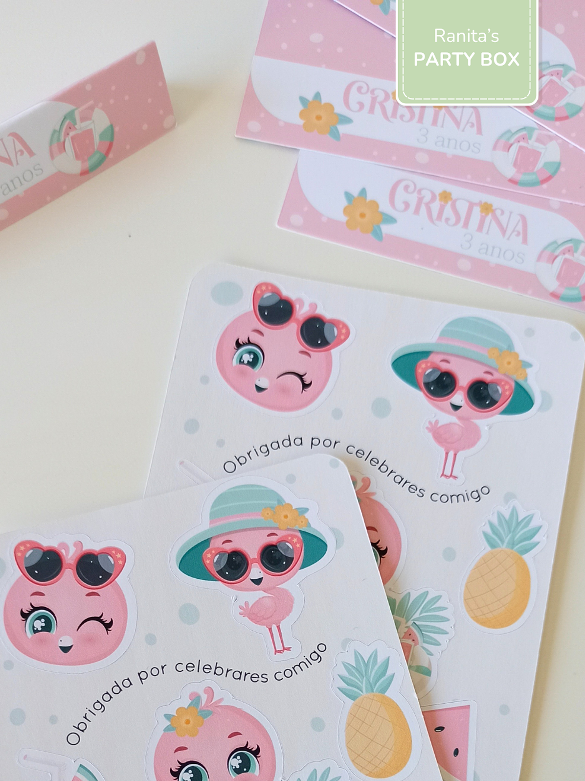 Folha de Stickes - Festa Flamingo de Verão 3