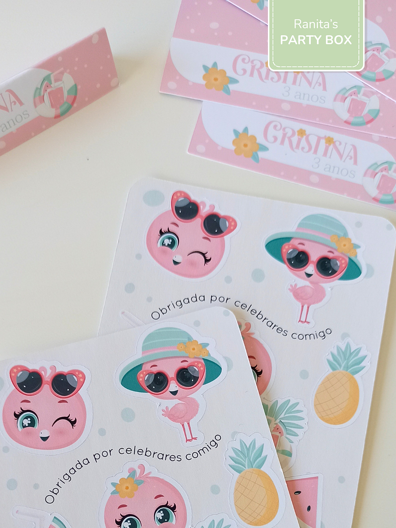 Folha de Stickes - Festa Flamingo de Verão 3