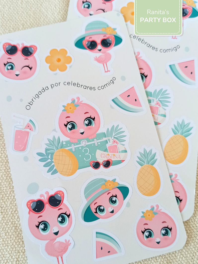 Folha de Stickes - Festa Flamingo de Verão 4