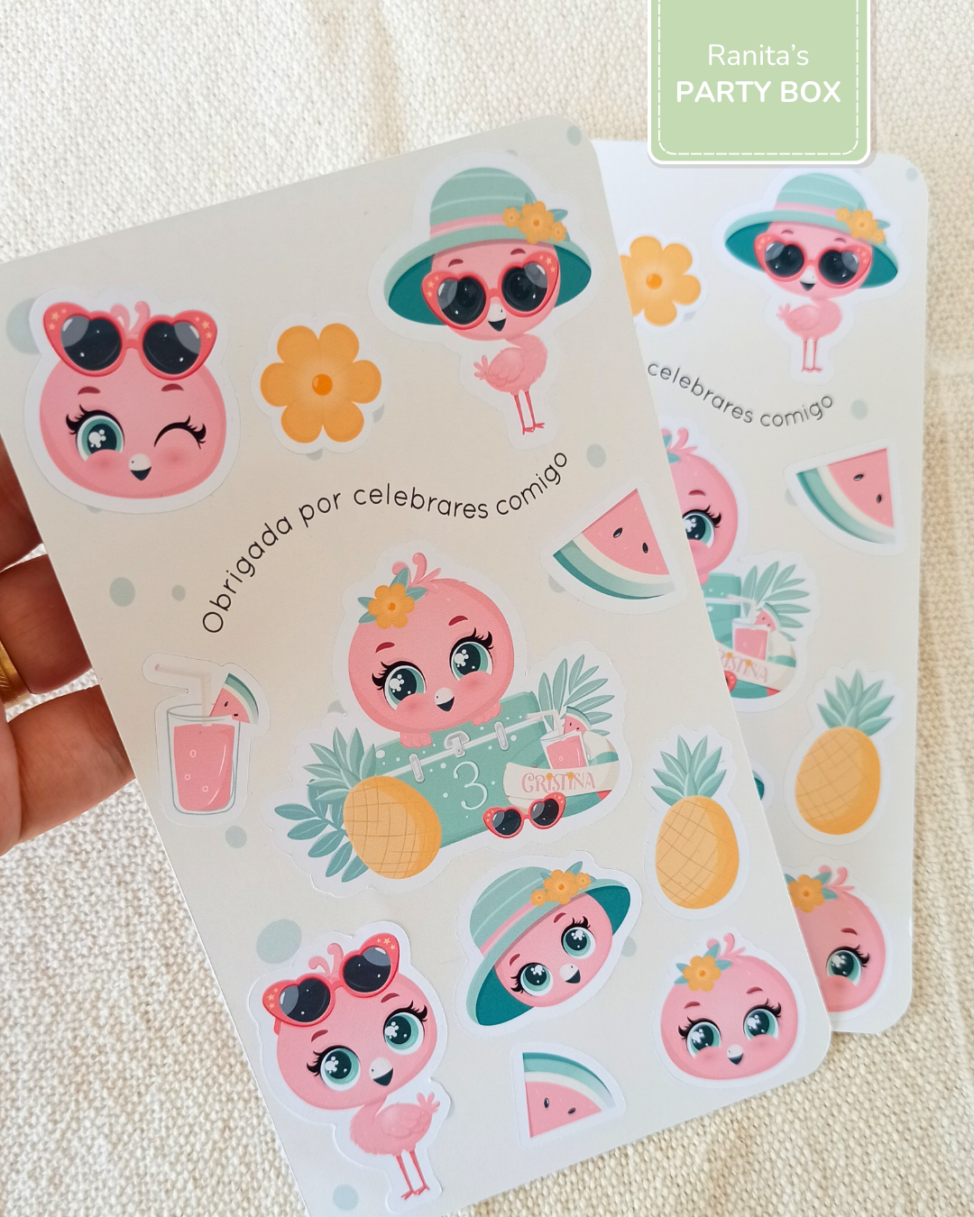 Folha de Stickes - Festa Flamingo de Verão 1