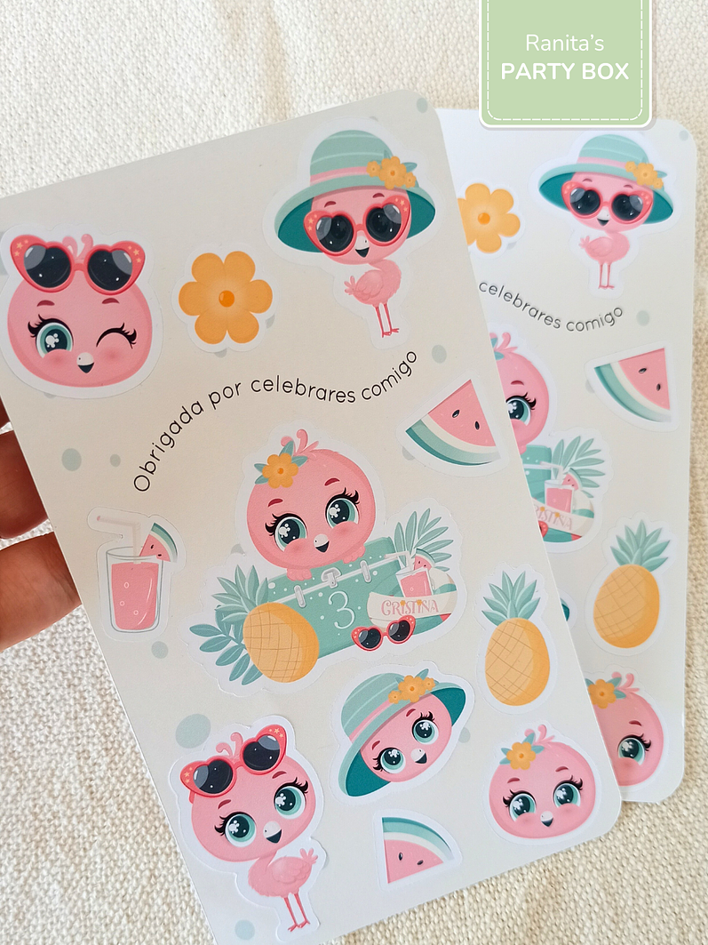 Folha de Stickes - Festa Flamingo de Verão 1