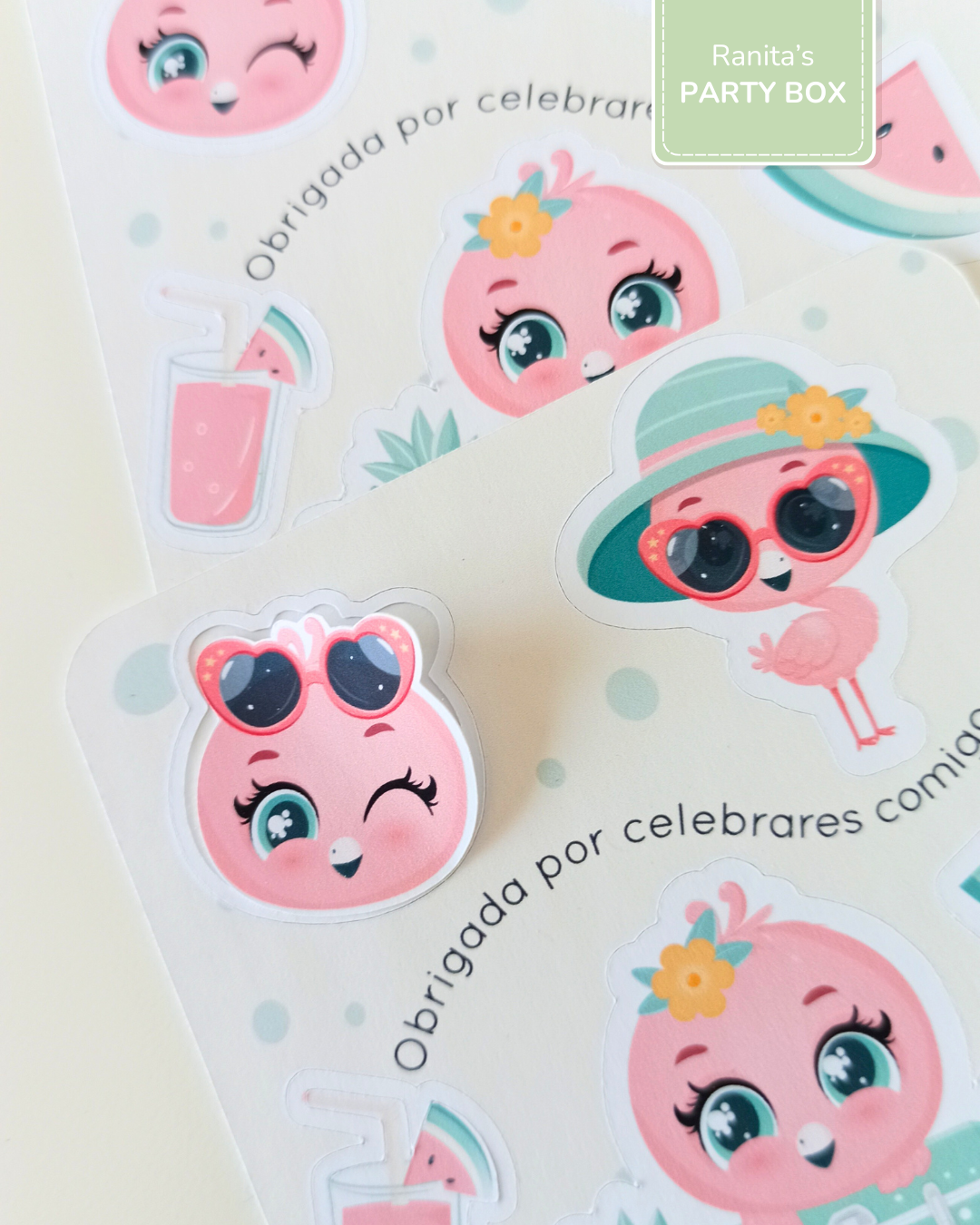 Folha de Stickes - Festa Flamingo de Verão 5