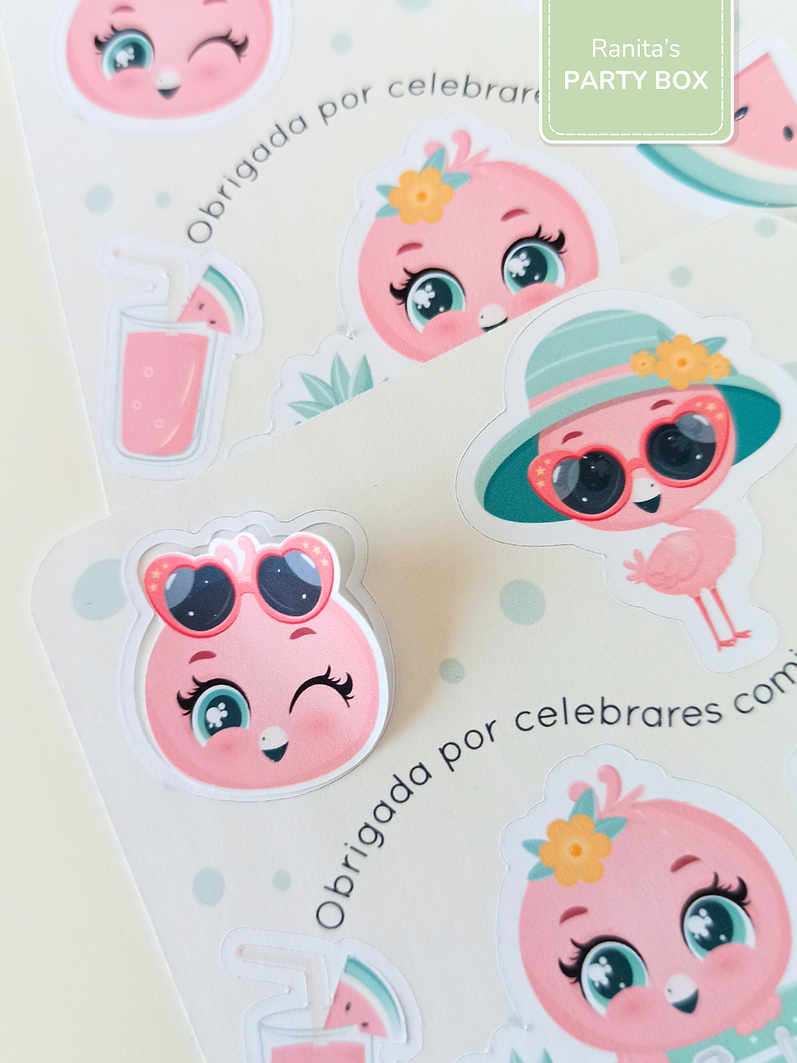 Folha de Stickes - Festa Flamingo de Verão 5