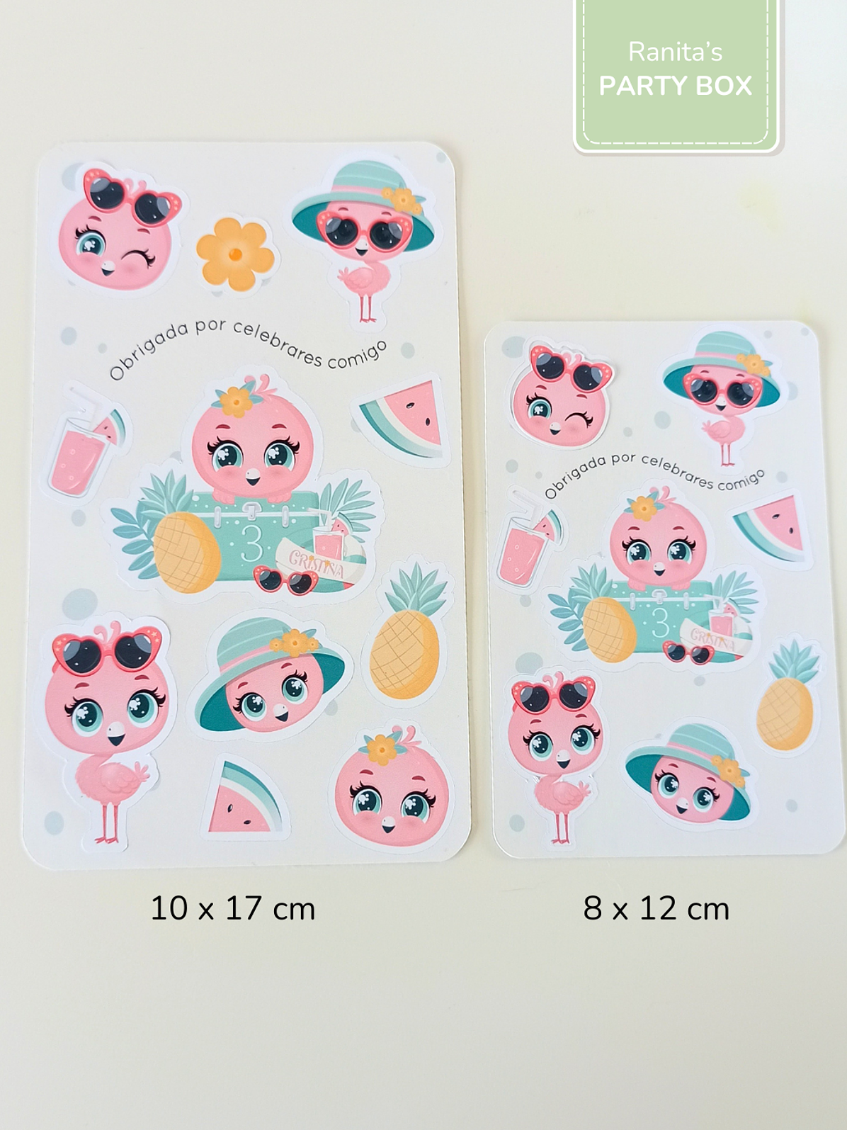 Folha de Stickes - Festa Flamingo de Verão 2