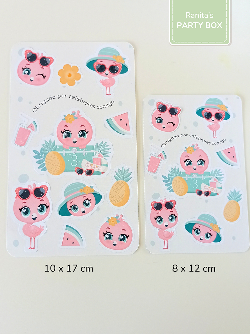 Folha de Stickes - Festa Flamingo de Verão 2