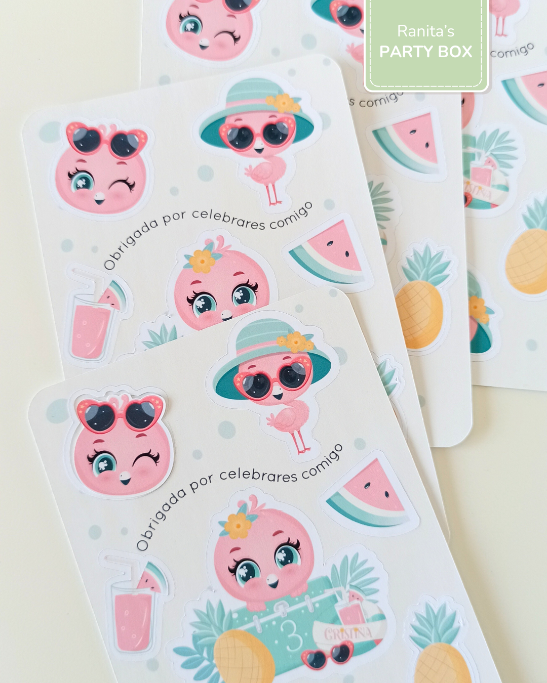 Folha de Stickes - Festa Flamingo de Verão 6