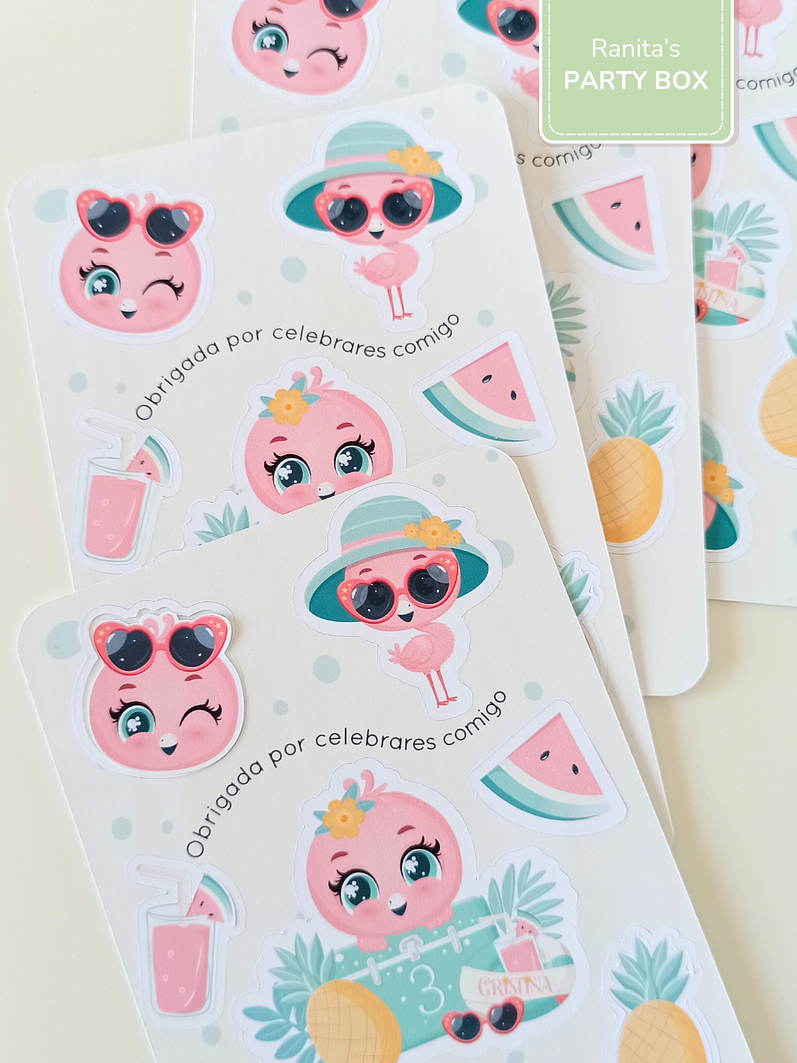 Folha de Stickes - Festa Flamingo de Verão 6