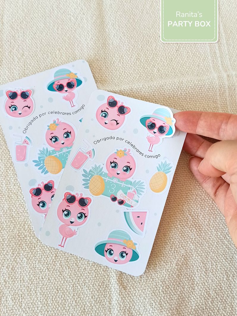 Folha de Stickes - Festa Flamingo de Verão 7