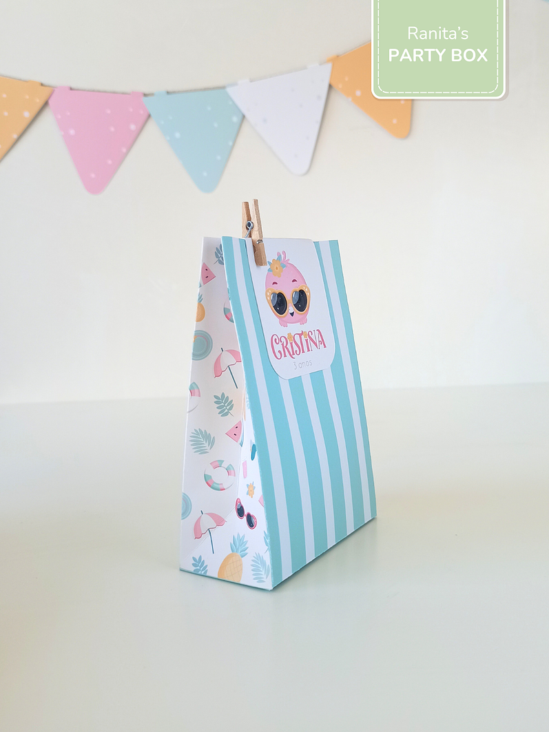 Saquinho de Lembrança c/ etiqueta – Festa Flamingos de Verão 2