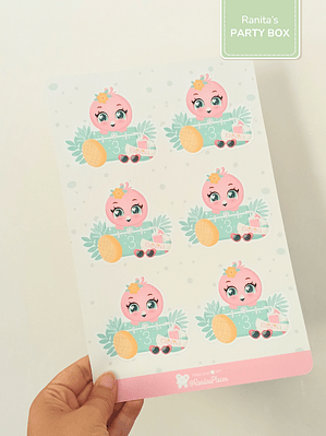 Stickers Personalizados | Pack de 12 - Festa Flamingo de Verão 