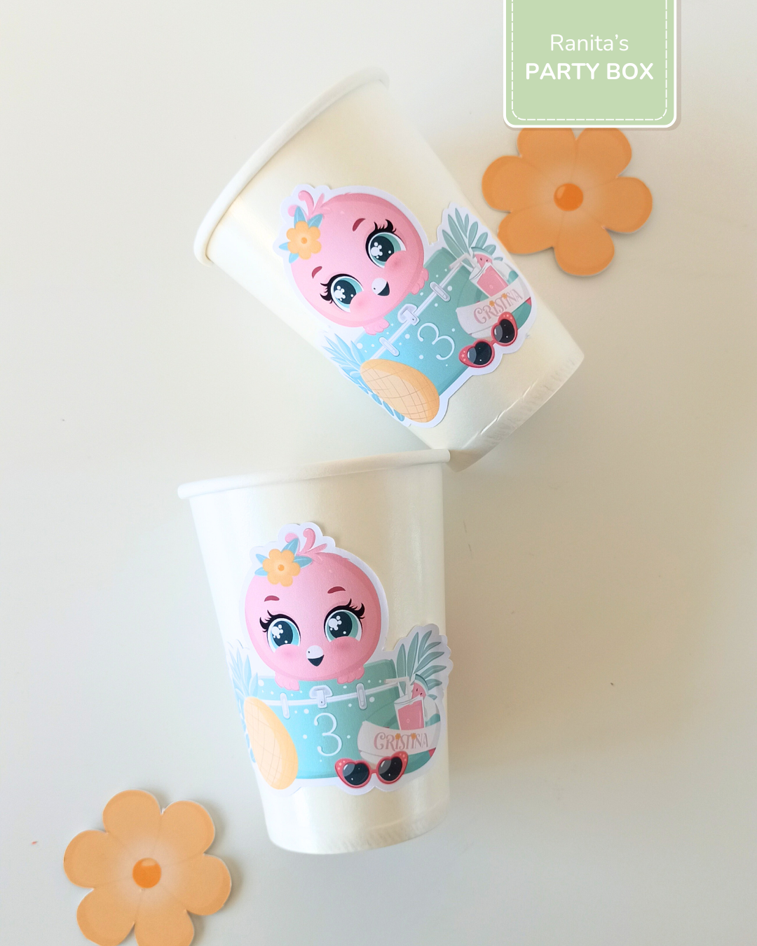 Stickers Personalizados | Pack de 12 - Festa Flamingo de Verão  2