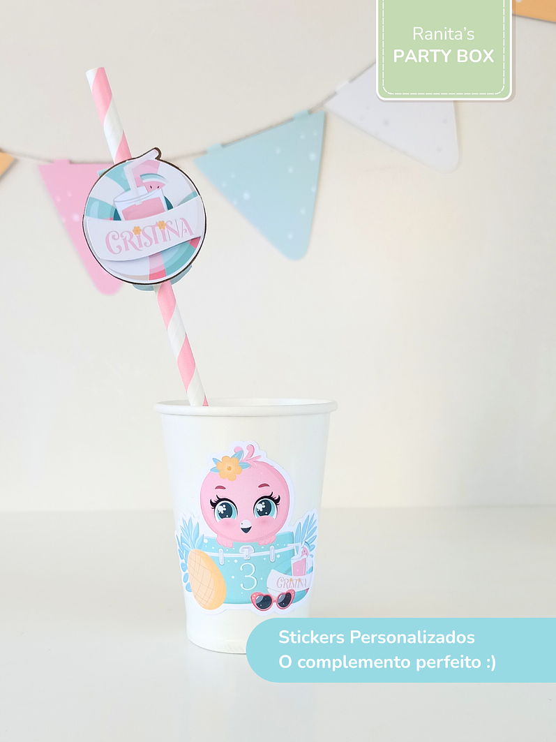 Palhinhas Personalizadas | 10 Unid. - Festa Flamingos de Verão  3