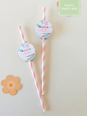 Palhinhas Personalizadas | 10 Unid. - Festa Flamingos de Verão 